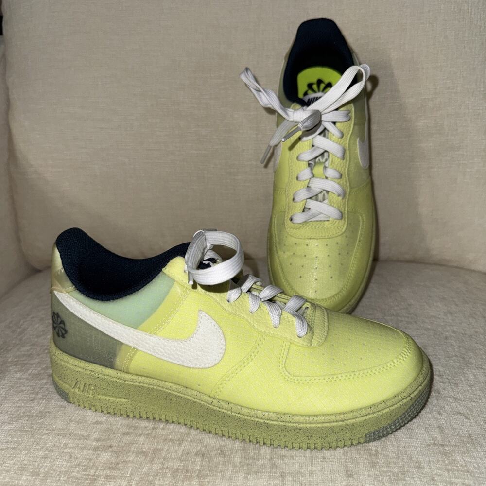 Nike Air Force 1 Crater GS Unisex Kids Size 6Y Lemon Twist Lace Up Sneaker Shoes